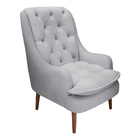 Kit Poltrona Lille E Puff Suede Cinza - Dominic Decor