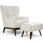 Kit Poltrona Milena Com Puff Viseo Linho Geométrico Capuccino