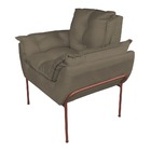 Kit Poltrona Moderna Base Cobre Suede Cappucino - Vallisa Dec