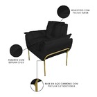Kit Poltrona Moderna Base Dourada Suede Preto - Vallisa Decor