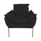Kit Poltrona Moderna Base Dourada Suede Preto - Vallisa Decor