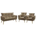 Kit Poltrona Namoradeira E 2 Poltronas Decorativas Beta Sued