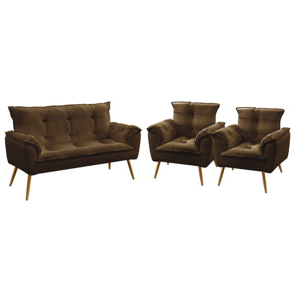 Kit Poltrona Namoradeira E 2 Poltronas Decorativas Beta Sued