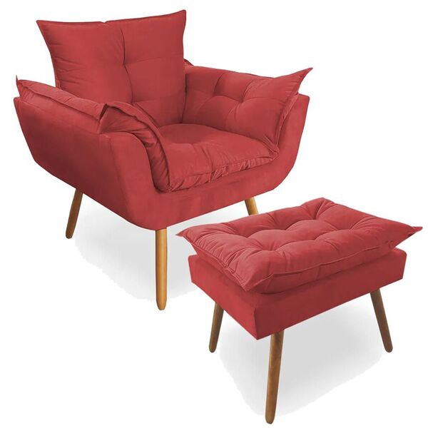 Kit Poltrona Opala Com Puff Opala Pés Palito Decoração Recepç