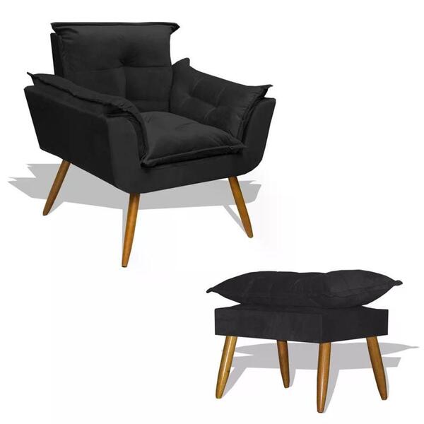 Kit Poltrona Opala Com Puff Opala - Preto Preto