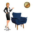 Kit Poltrona Opala Com Puff Opala Suede Base Giratória Pés Pa