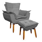 Kit Poltrona Opala Com Puff Opala Suede Base Giratória Pés Pa