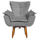 Kit Poltrona Opala Com Puff Opala Suede Base Giratória Pés Pa