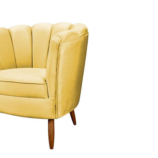 Kit Poltrona Pétala E Puff Decorativo Ariel Amarelo