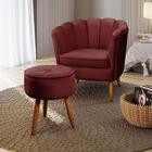 Kit Poltrona Pétala E Puff Decorativo Ariel Roxo