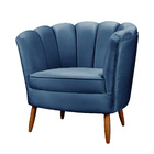 Kit Poltrona Pétala E Puff Pés De Madeira Decorativo Ariel -