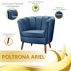 Kit Poltrona Pétala E Puff Pés De Madeira Decorativo Ariel -