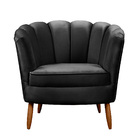 Kit Poltrona Pétala E Puff Pés De Madeira Decorativo Ariel -