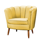 Kit Poltrona Pétala E Puff Pés De Madeira Decorativo Ariel -