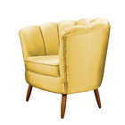 Kit Poltrona Pétala E Puff Pés De Madeira Decorativo Ariel -