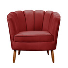 Kit Poltrona Pétala E Puff Pés De Madeira Decorativo Ariel -