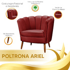 Kit Poltrona Pétala E Puff Pés De Madeira Decorativo Ariel -