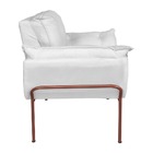 Kit Poltrona Recepção Suede Branco Base Cobre - Vallisa Decor