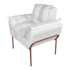 Kit Poltrona Recepção Suede Branco Base Cobre - Vallisa Decor