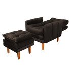 Kit Poltrona Reclinável E Puff Veneza Veludo Kero Konforto