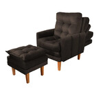 Kit Poltrona Reclinável E Puff Veneza Veludo Kero Konforto
