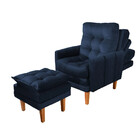 Kit Poltrona Reclinável E Puff Veneza Veludo Kero Konforto