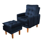 Kit Poltrona Reclinável E Puff Veneza Veludo Kero Konforto