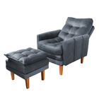 Kit Poltrona Reclinável E Puff Veneza Veludo Kero Konforto