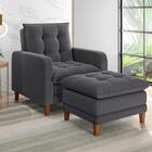 Kit Poltrona Reclinável E Puff Viena Veludo S/usb Cinza