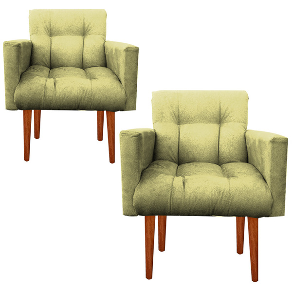 Kit Poltrona Sala De Estar Escritório Alexia Amarelo