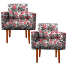 Kit Poltrona Sala De Estar Escritório Alexia Floral 50