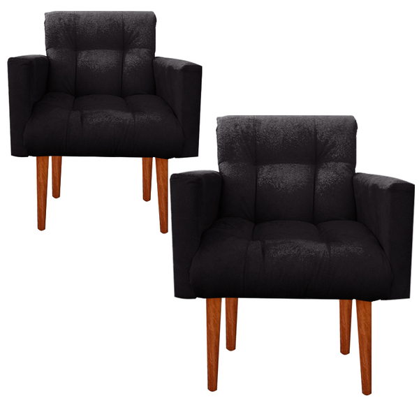 Kit Poltrona Sala De Estar Escritório Alexia Preto