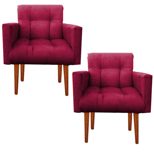 Kit Poltrona Sala De Estar Escritório Alexia Vermelho