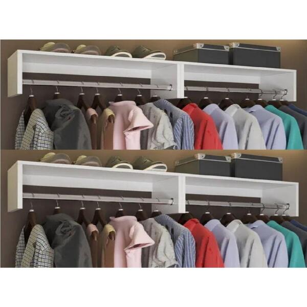 Kit Porta Cabides Arara Roupa Prateleira