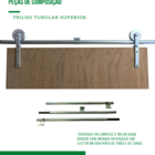 Kit Porta Celeiro 2 Roldanas Aparente - Tubular 1,80 M - Bril