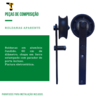 Kit Porta Celeiro 2 Roldanas Aparente - Tubular 2,00 M - Pret