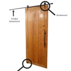 Kit Porta Celeiro 2 Roldanas Aparente - Tubular 3,00 M - Pret