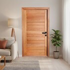 Kit Porta Completa Ad01 72x210cm Fechadura Preta Em Madeira M