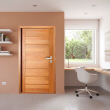 Kit Porta Completa Bbb 80x210cm Em Madeira Maciça Tauari Uniq