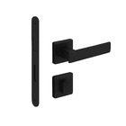 Kit Porta Completa Belga 82x210cm Fechadura Preta Em Madeira