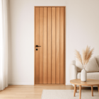 Kit Porta Completa Mexicana 80x210cm Fechadura Preta Em Madei