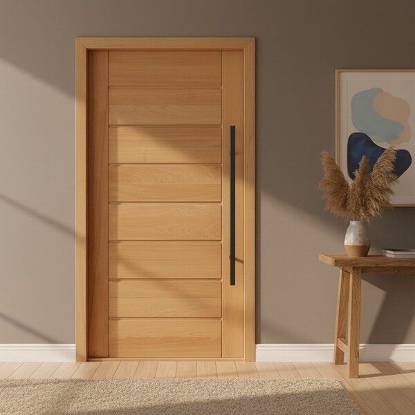 Kit Porta Completa Pivotante Bbb 102x210cm Puxador Preto Em M