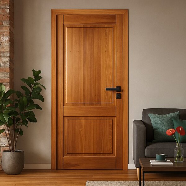 Kit Porta Completa Zoan 70x210cm Fechadura Preta Em Madeira M