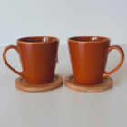 Kit Porta Copos De Bambu Redondo Coelho Da Páscoa 2 Unidades