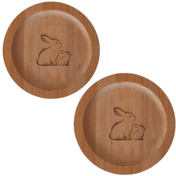 Kit Porta Copos De Bambu Redondo Coelho Da Páscoa 2 Unidades