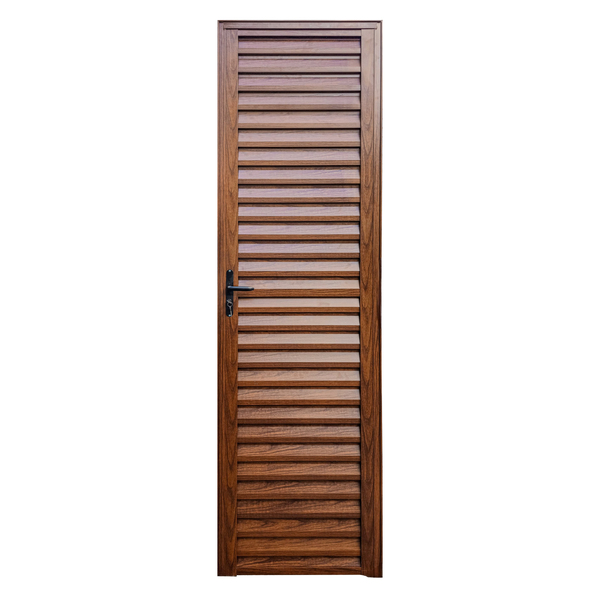 kit Porta de Alumínio de Giro Esquerdo 210x80cm com Batente 12cm Veneziana Líder