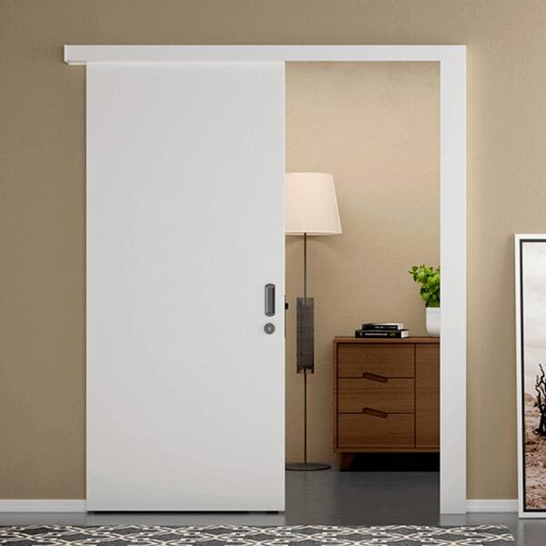 Kit para Porta de Correr Liso com Batente e Trilho Pinus Sarrafeado Branco 21 a 25cm Ipumirim