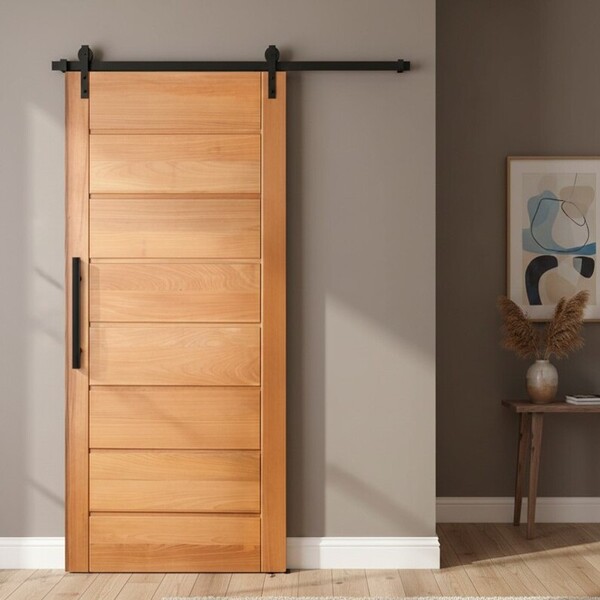 Kit Porta De Correr Completa Bbb 120x210cm Em Madeira Maciça