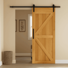 Kit Porta De Correr Completa Celeiro 72x210cm Em Madeira Maci