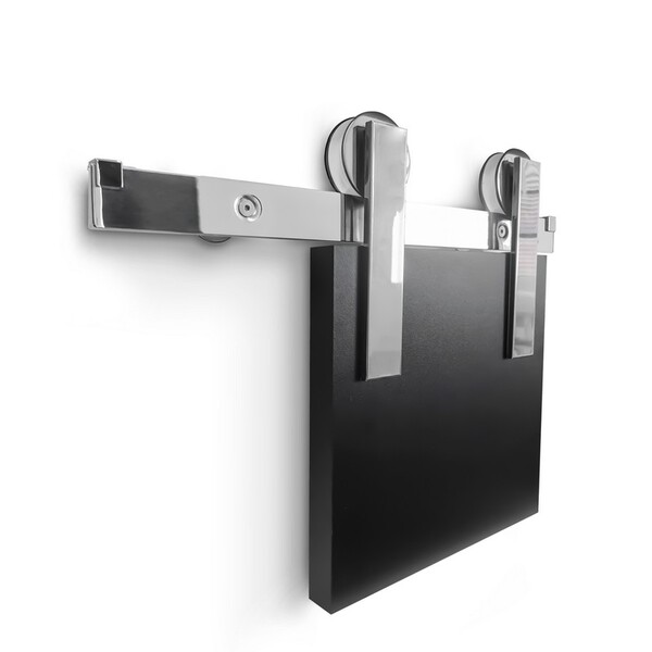 Kit Porta De Correr Ki-300 Reto Aço Inox Polido Wf 200cm